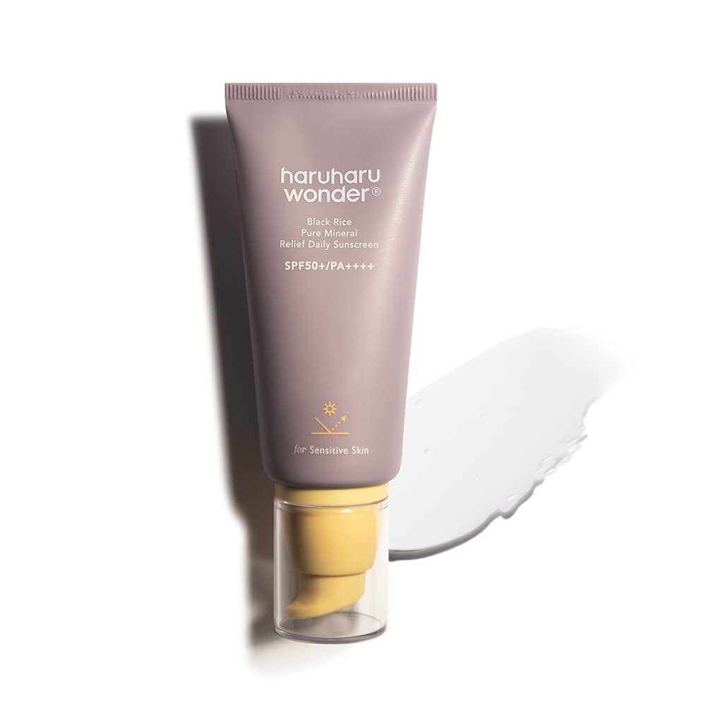 Haruharu Wonder Black Rice Pure Mineral Relief Daily Sunscreen 50ml (1.69fl.oz) Reef Safe Formula For All Skin Types Including Sensitive Skin
